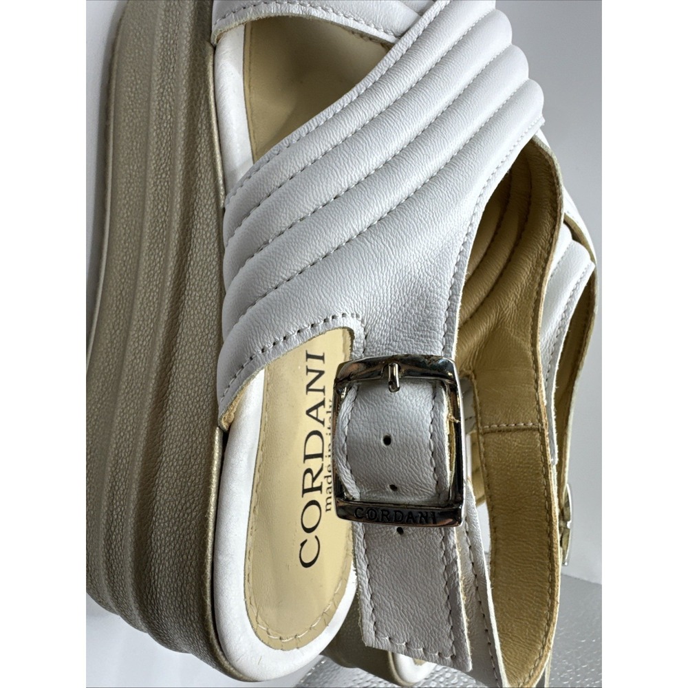 Cordani Yvonne Platform Wedge Sandals Tan Golden White  Womens 40 Made in Italy - Picture 5 of 9